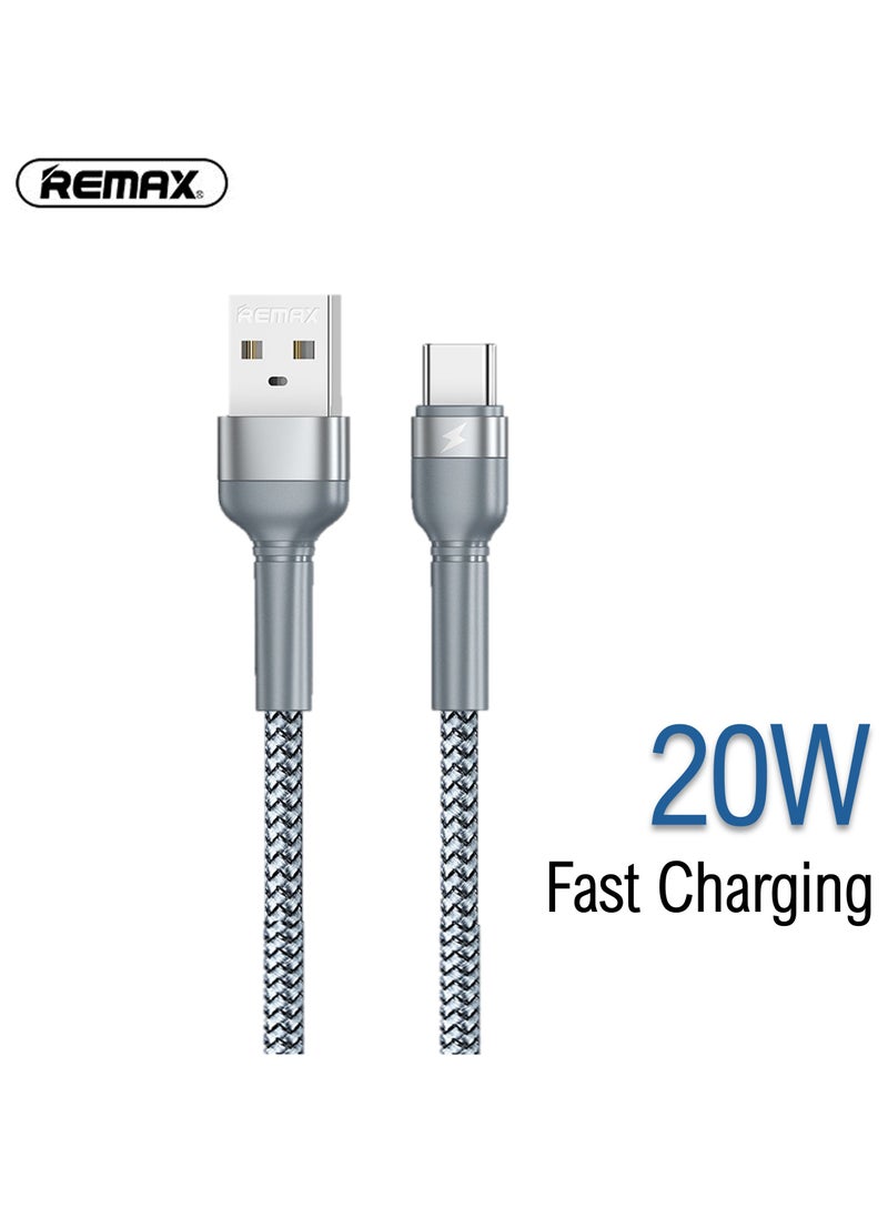 RC-124a USB C to USB A Cable, Silver, Braided 1m, Type C Fast Charging Data for iPhone 15/15Pro/15Max, iPad, Huawei P60/P50/P40/Mate30/20/10, Samsung S23/22/21, Xiaomi M13/M12/M11, Oppo, Vivo, etc. - pzsku/Z733063BF81482D022BEDZ/45/_/1731343934/93425282-87a0-4dee-bc35-bbbbb62ca9be