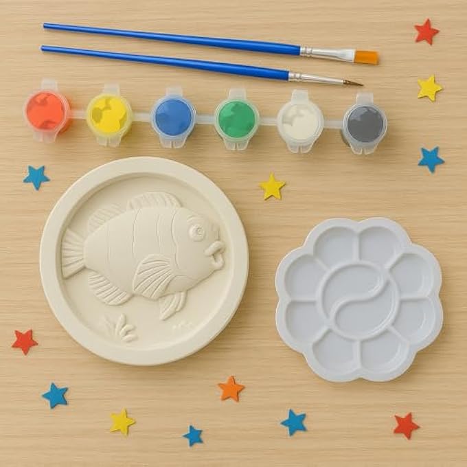 3D PAINTED FRAME DIY PAINTING KIT FOR KIDS – 3D ART CRAFT KIT WITH PAINT SET, PAINTBRUSH & STAND – CREATIVE ARTS & CRAFTS GIFT, EDUCATIONAL TOY FOR KIDS – 11CM (FISH) - Image 3