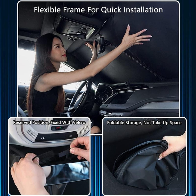 YOFAMO Auto Windshield Sun Shade for Chevrolet Equinox 2018-2023 - Foldable UV Protection - Image 4