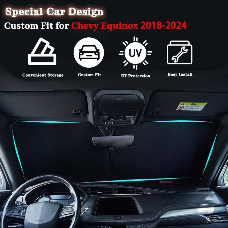 YOFAMO Auto Windshield Sun Shade for Chevrolet Equinox 2018-2023 - Foldable UV Protection - Image 2