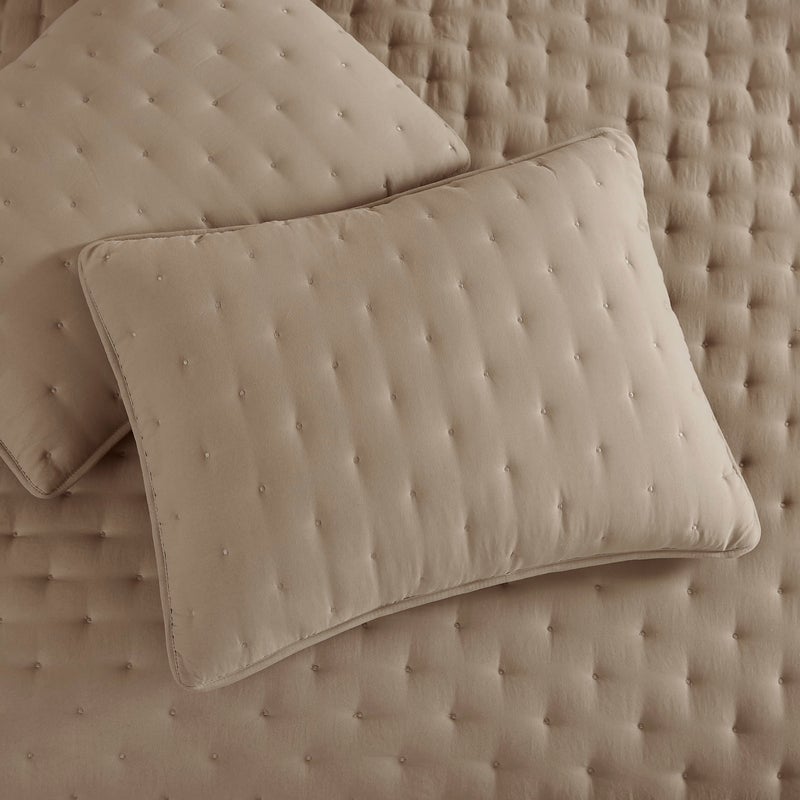 WDCOZY Beige Cloud California Cal King Size Quilt Bedding Sets with Pillow Shams, Oversized Tan Lightweight Bedspread Coverlet, Taupe Camel Soft Cute Bed Cover for All Season - Image 4
