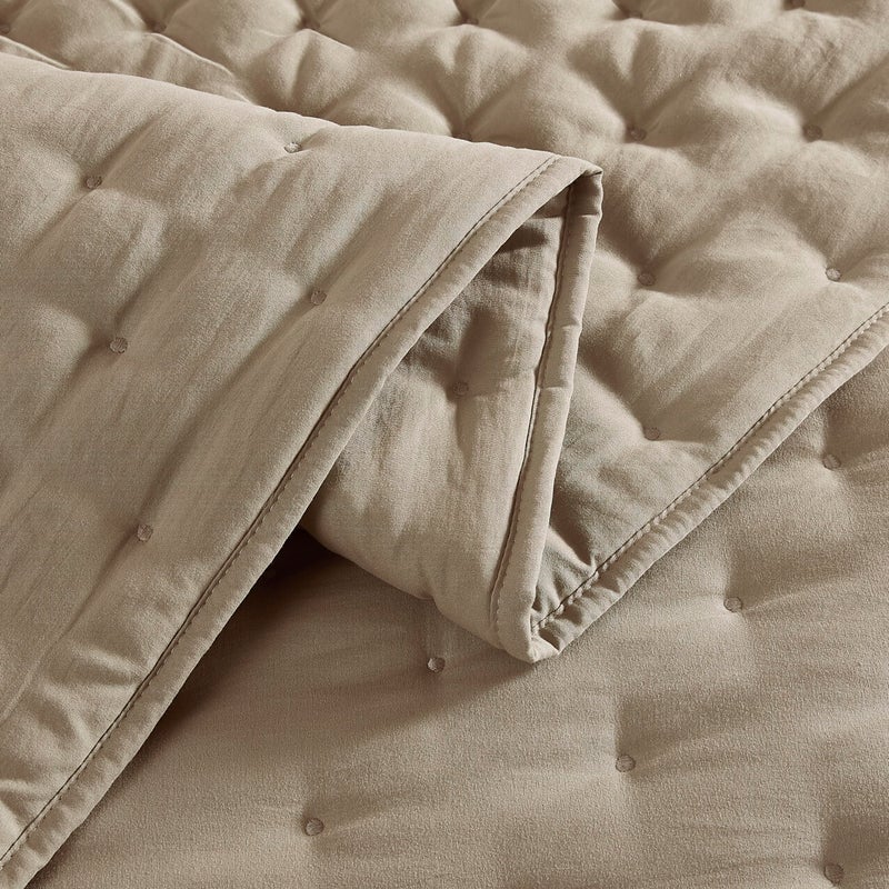 WDCOZY Beige Cloud California Cal King Size Quilt Bedding Sets with Pillow Shams, Oversized Tan Lightweight Bedspread Coverlet, Taupe Camel Soft Cute Bed Cover for All Season - Image 5