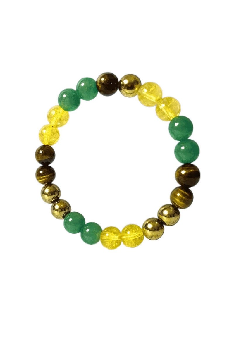 ARE - Aeora Rocks : Real money magnet bead bracelet - Certified and Original Stones, 8 mm beads for attracting money, wealth & success | Pyrite, Citrine, Green Aventurine & Tiger Eye | Natural Crystal Energy Healing Bracelet - Image 1