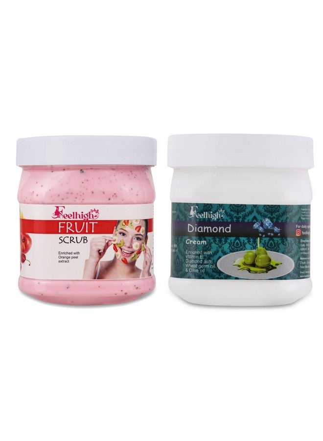 Feelhigh Face & Body Mix Fruit Scrub Enriched with Mix Fruit Extract & Diamond Cream -Skin care Products (2 Items in the set) - Image 1