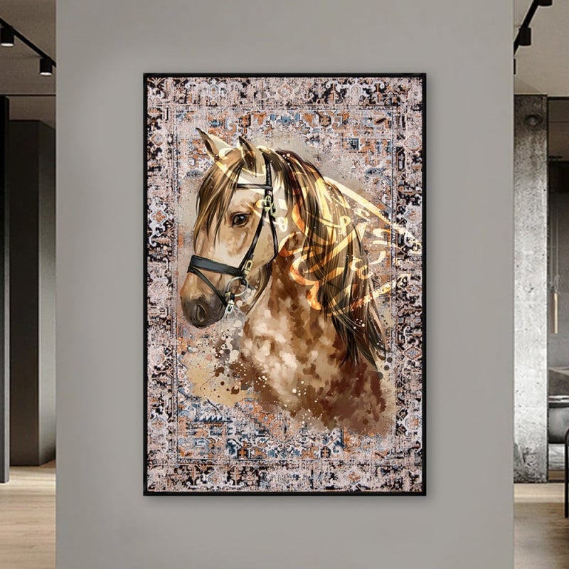 Marktna One piece, canvas print with a horse design and a hollow frame, measuring (60×90). - Image 3