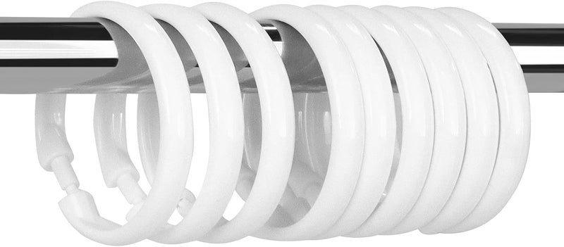 Qulable 12 Packs Circular Shower Curtain Rings, Plastic Curtain O Rings Hooks for Bathroom, Glide Easily on Bathroom Shower Rod (White) - Image 1