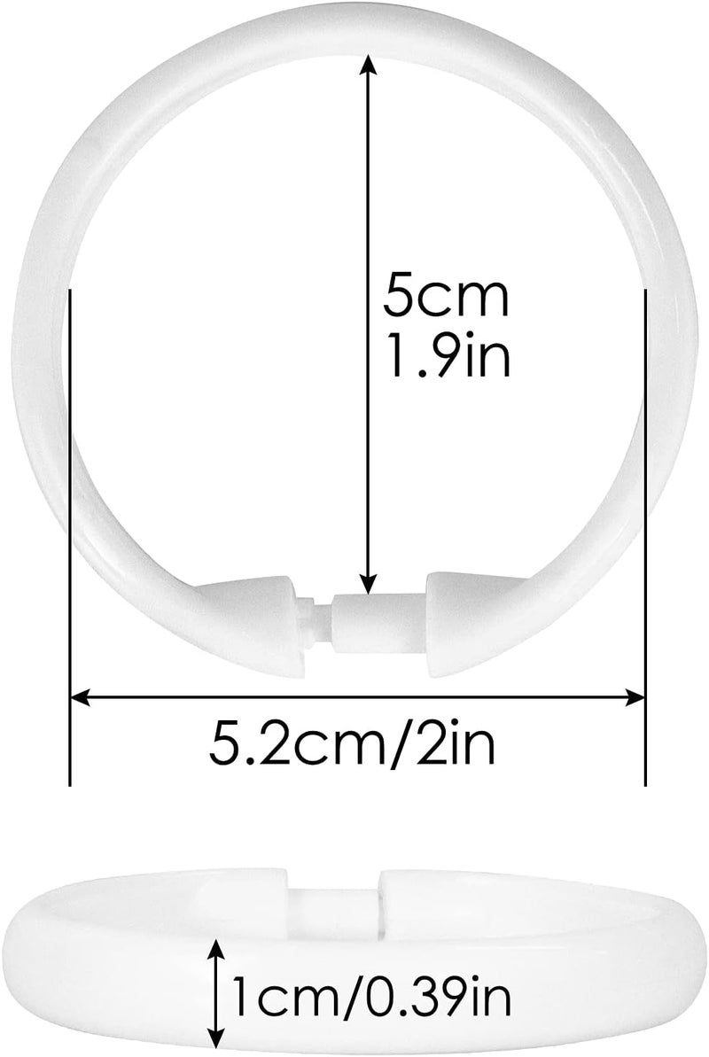 Qulable 12 Packs Circular Shower Curtain Rings, Plastic Curtain O Rings Hooks for Bathroom, Glide Easily on Bathroom Shower Rod (White) - Image 4