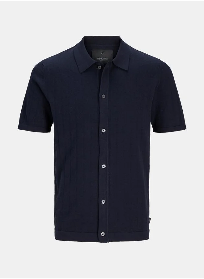 جاك اند جونز Regular Fit Knit Polo with Button Placket
