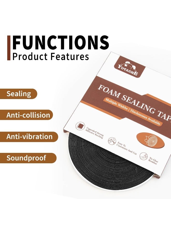 Yotache Thin Weather Stripping 2 Strips total 65 Feet Long 1/16 Inch Thick x (.25) 1/4 Inch Wide, 1.5mm Foam Gasket Seal Tape for Window, Sliding Door Jamb, Speaker, Dashboard, 2 X 33 Ft Each - Image 5