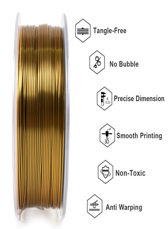 جيتيك خيوط طباعة ثلاثية الأبعاد Geeetech Silk PLA، 1.75 مم، خيوط حريرية ثنائية اللون، ثنائية اللون، لامعة تشبه المعدن، قابلة للاستهلاك، 1 كجم (2.2 رطل)، بكرة واحدة، دقة الأبعاد ± 0.02 مم، ذهبي أسود - Image 2
