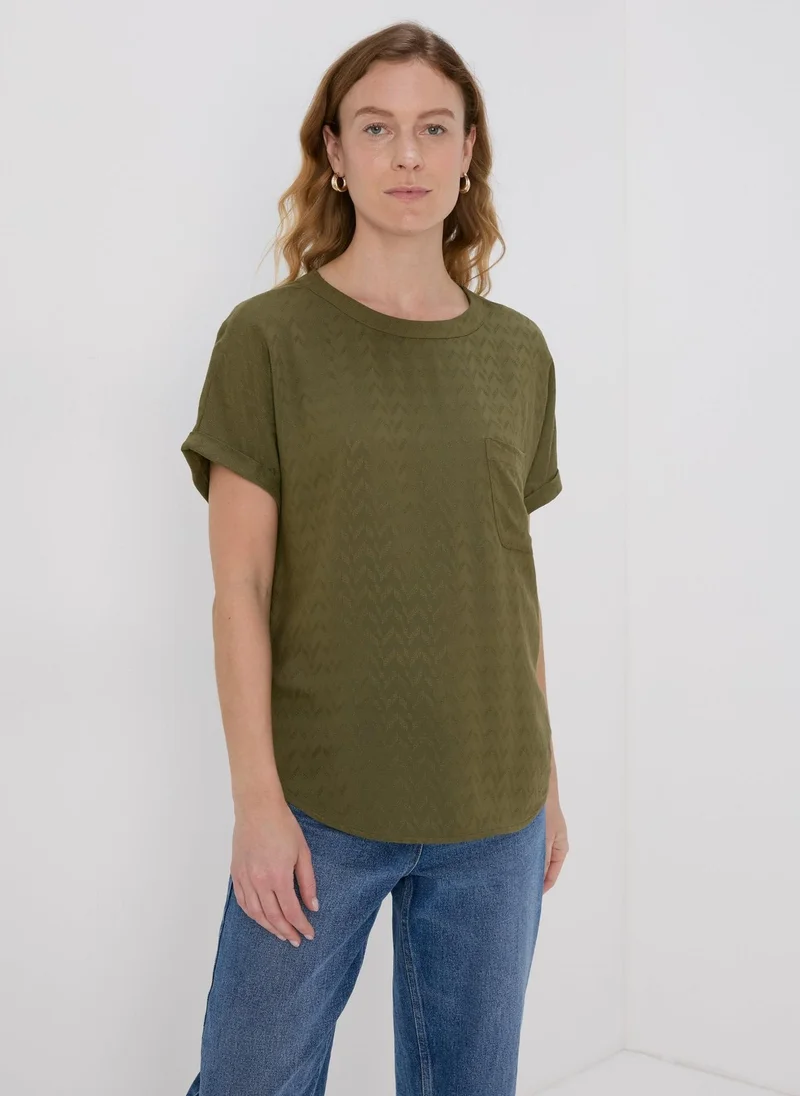 Matalan Khaki Solid Pocket Detail Box Top