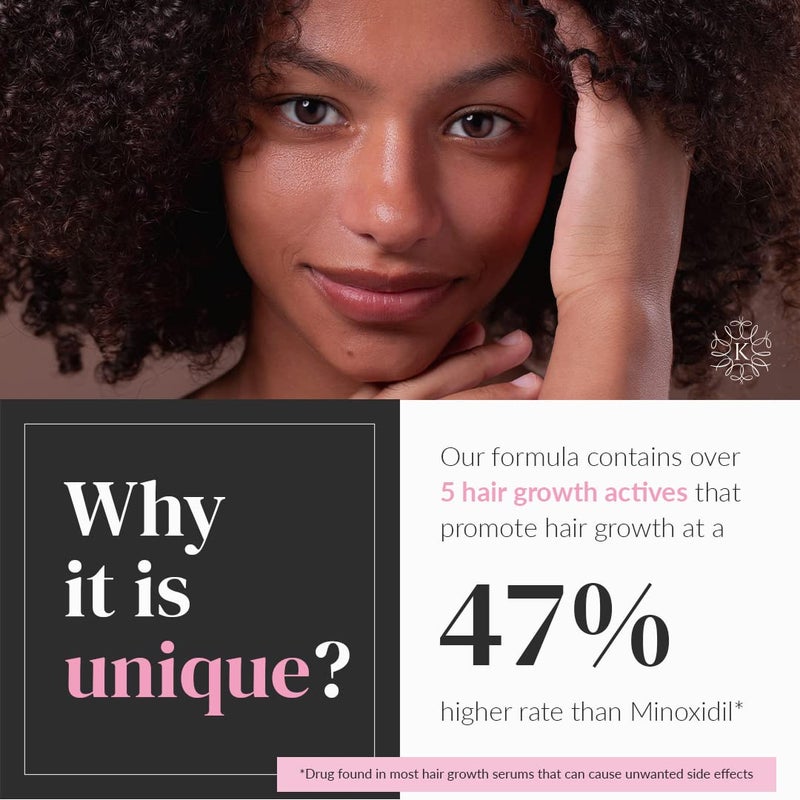 Kerotin Hair Growth Serum with Castor Oil for Hair Loss in Women, DHT Blocker, Promotes Scalp Care & Thicker Fuller Hair, Thickening Drops, Natural, Sulfate & Cruelty Free, Made in USA - Image 4