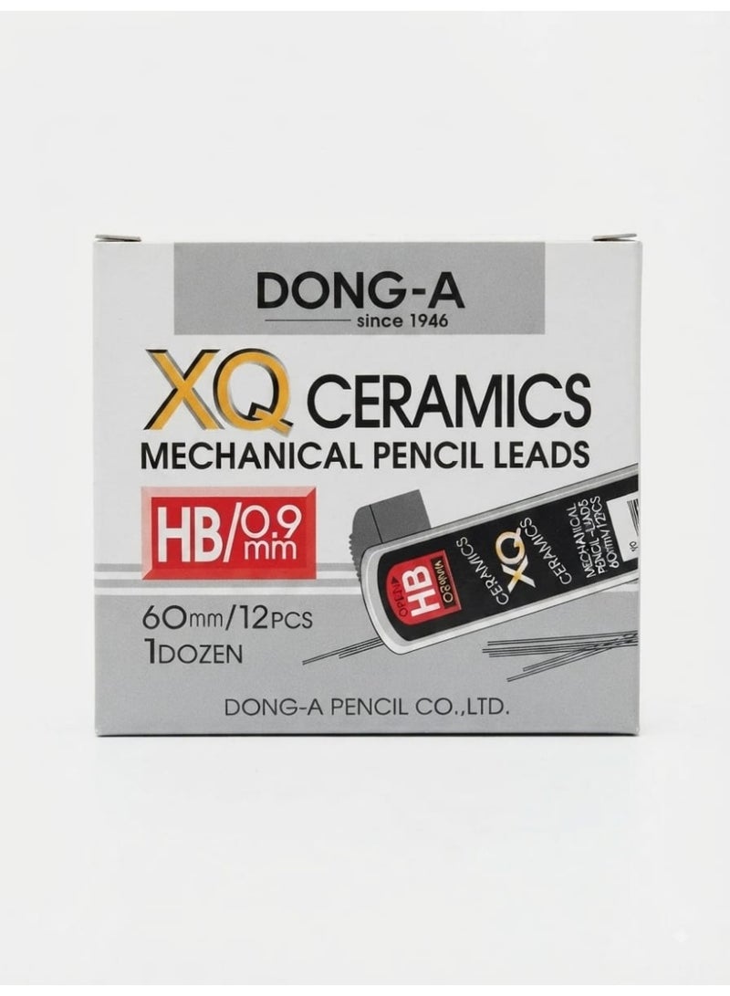 DONG-A XQ Ceramics Mechanical Pencil Leads HB 0.9mm 60mm, 12 Pieces - Image 1