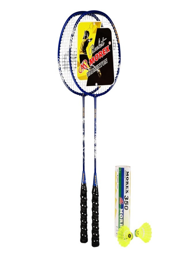MOVEX Morex Set of 2 Ultra Lightweight Carbon Shaft Badminton Racket - Full Strung with Cover Bag & 6 Nylon Shuttlecocks | Professional Badminton Rackets for Beginners & Advanced Players (Blue) - Image 1