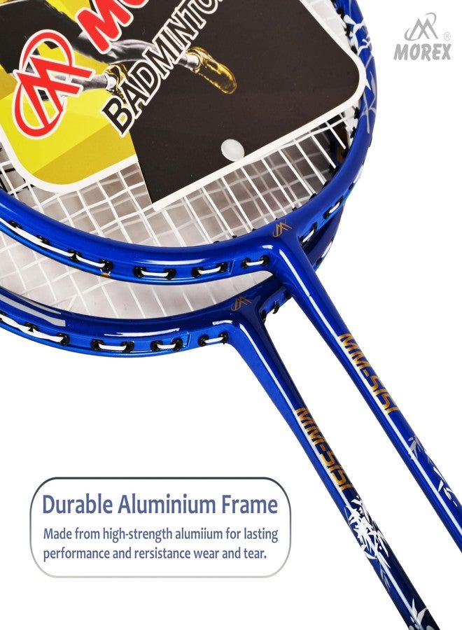 MOVEX Morex Set of 2 Ultra Lightweight Carbon Shaft Badminton Racket - Full Strung with Cover Bag & 6 Nylon Shuttlecocks | Professional Badminton Rackets for Beginners & Advanced Players (Blue) - Image 5