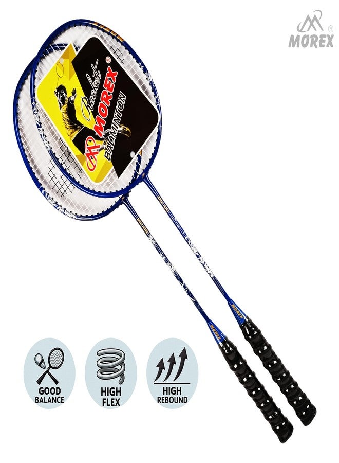 MOVEX Morex Set of 2 Ultra Lightweight Carbon Shaft Badminton Racket - Full Strung with Cover Bag & 6 Nylon Shuttlecocks | Professional Badminton Rackets for Beginners & Advanced Players (Blue) - Image 4