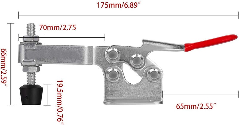 Accessbuy Toggle Clamp Heavy Duty Large Hold Down Clamp 225D 500Lbs Holding Capacity Antislip Horizontal Quick Release Clamp (3Pack) - Image 2