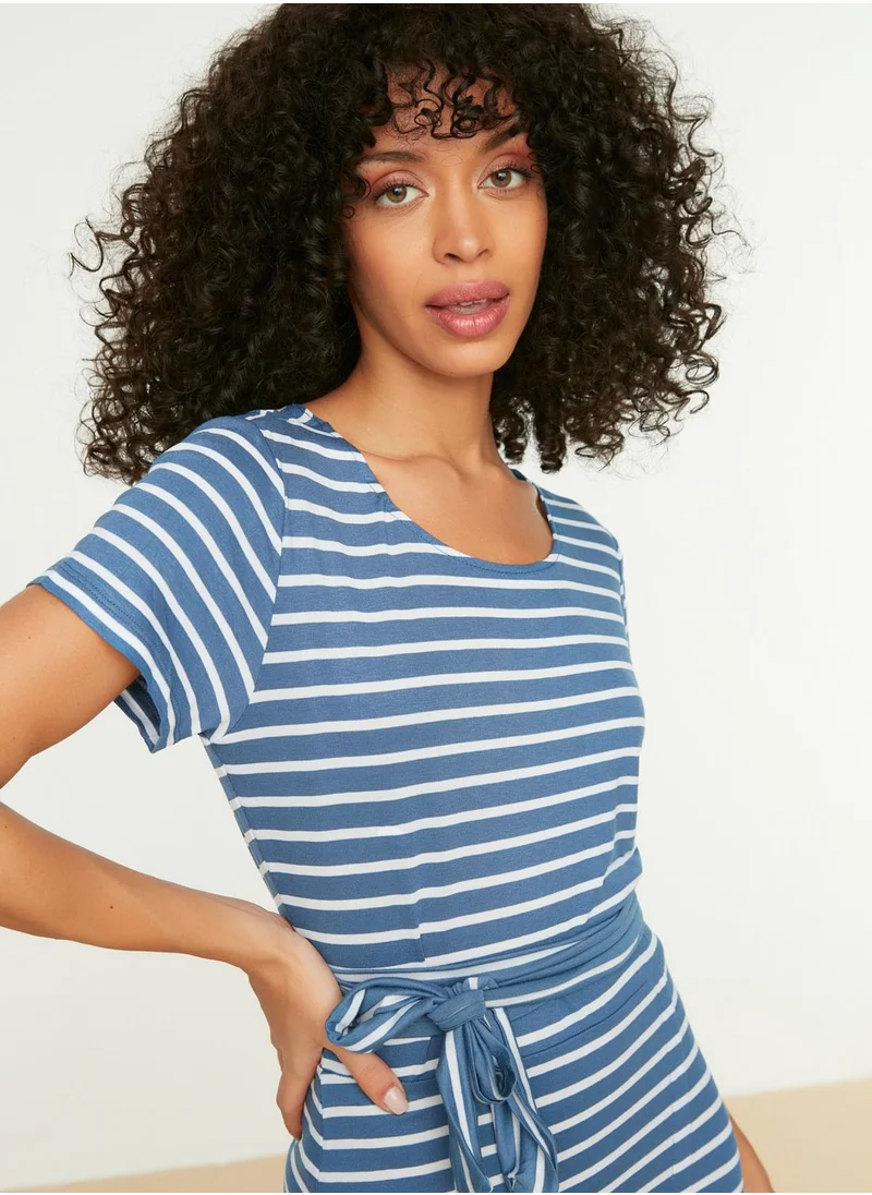 trendyol Striped Wrap Dress