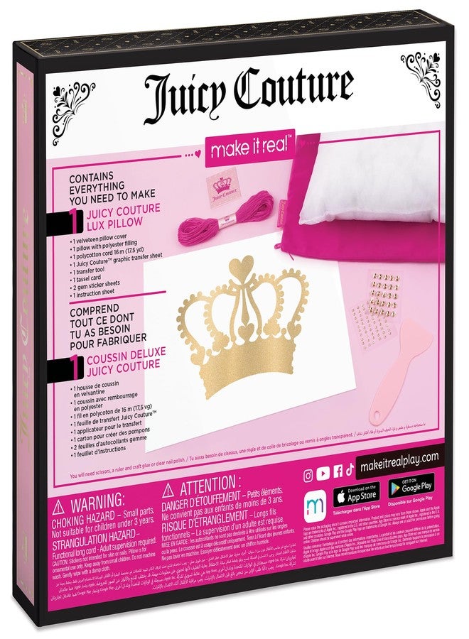 Make It Real DIY Juicy Couture Luxe Pillow Kit - Stylish Tween Decor with Gems & Tassels for Personalized Bedroom Accent - Perfect Craft Gift for Ages 8+ - Image 2