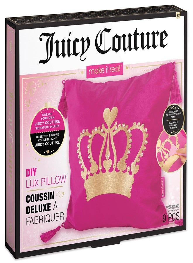 Make It Real DIY Juicy Couture Luxe Pillow Kit - Stylish Tween Decor with Gems & Tassels for Personalized Bedroom Accent - Perfect Craft Gift for Ages 8+ - Image 1