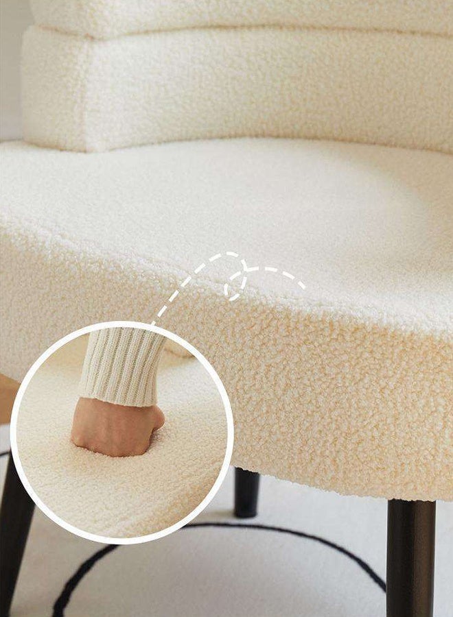 Stylish upholstered Boucle Fabric Chair with Arms, Comfortable Backrest and Metal Legs, Boucle Chair for Bedroom, Living Room and Office - White, 67x55x67cm