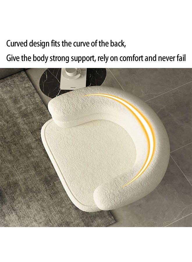 Stylish upholstered Boucle Fabric Chair with Arms, Comfortable Backrest and Metal Legs, Boucle Chair for Bedroom, Living Room and Office - White, 67x55x67cm