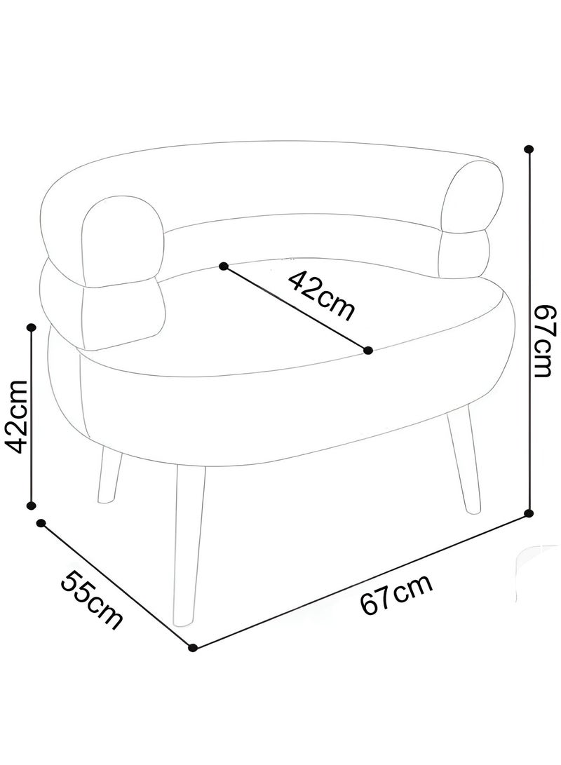 Stylish upholstered Boucle Fabric Chair with Arms, Comfortable Backrest and Metal Legs, Boucle Chair for Bedroom, Living Room and Office - White, 67x55x67cm