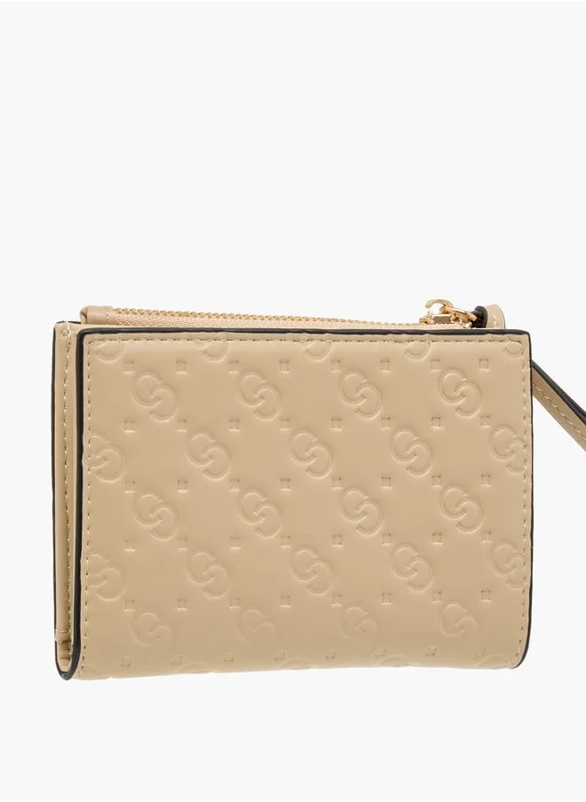 سيليست Women Monogram Embossed Wallet with Zip Closure