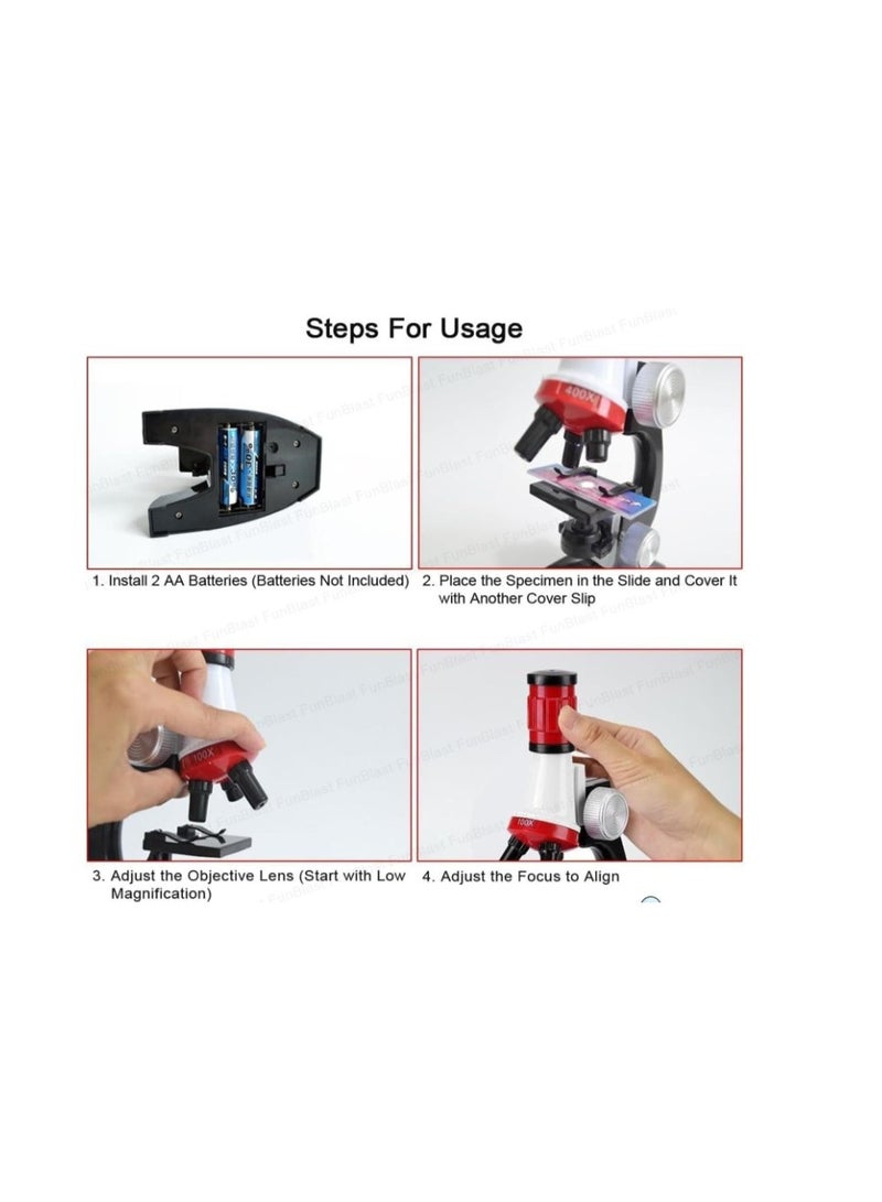 فنبلاست لعبة مجهر علمي تعليمي للأطفال - مجهر مناسب للمبتدئين مع تكبير وشرائح قابلة للتعديل - لعبة تعليمية للأطفال من سن 5 سنوات فما فوق - مجموعة مختبر علمي ممتعة للأولاد والبنات (عبوة من قطعة واحدة) - Image 2