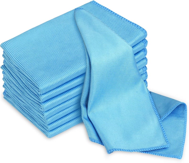 HOTUT Microfibre Glass Polishing Cloths - 8 Pack, Streak-Free Cleaning Cloths for Home and Car, 30 x 40 cm, Blue - Image 1