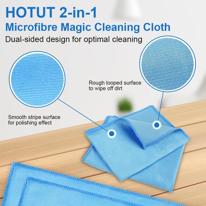 HOTUT Microfibre Glass Polishing Cloths - 8 Pack, Streak-Free Cleaning Cloths for Home and Car, 30 x 40 cm, Blue - Image 4