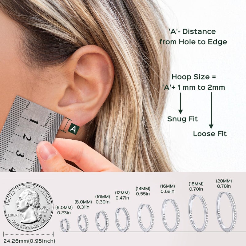 ChicSilver Cubic Zirconia Mini Huggie Earrings for Women Hypoallergenic Gold Plated Sterling Silver Hoop Earrings Cuff Earrings for Mother 12MM - Image 4