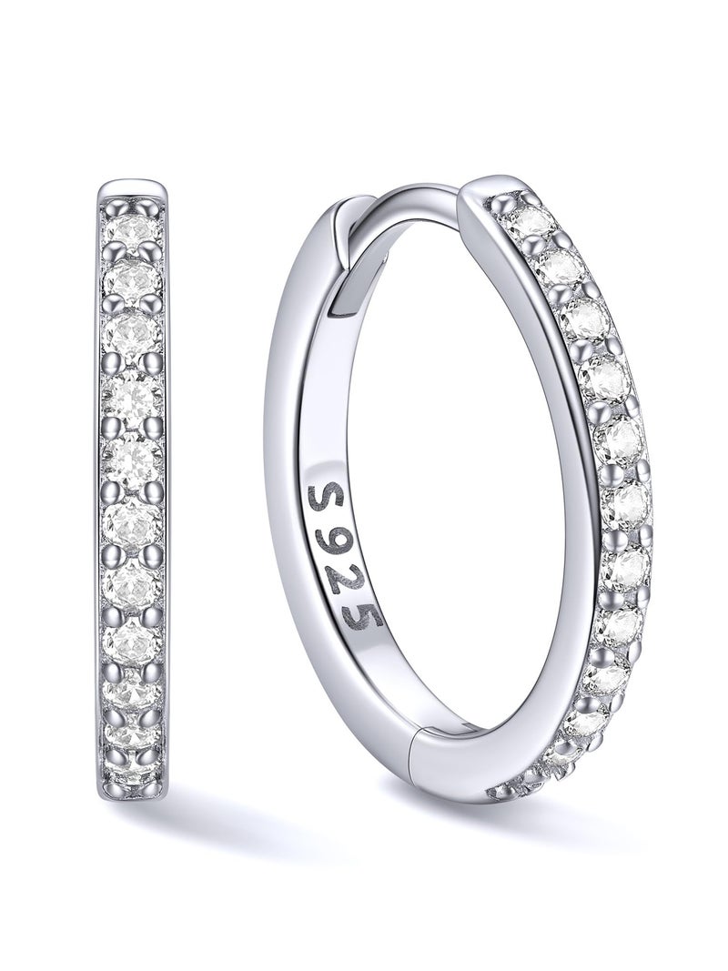 ChicSilver Cubic Zirconia Mini Huggie Earrings for Women Hypoallergenic Gold Plated Sterling Silver Hoop Earrings Cuff Earrings for Mother 12MM - Image 1