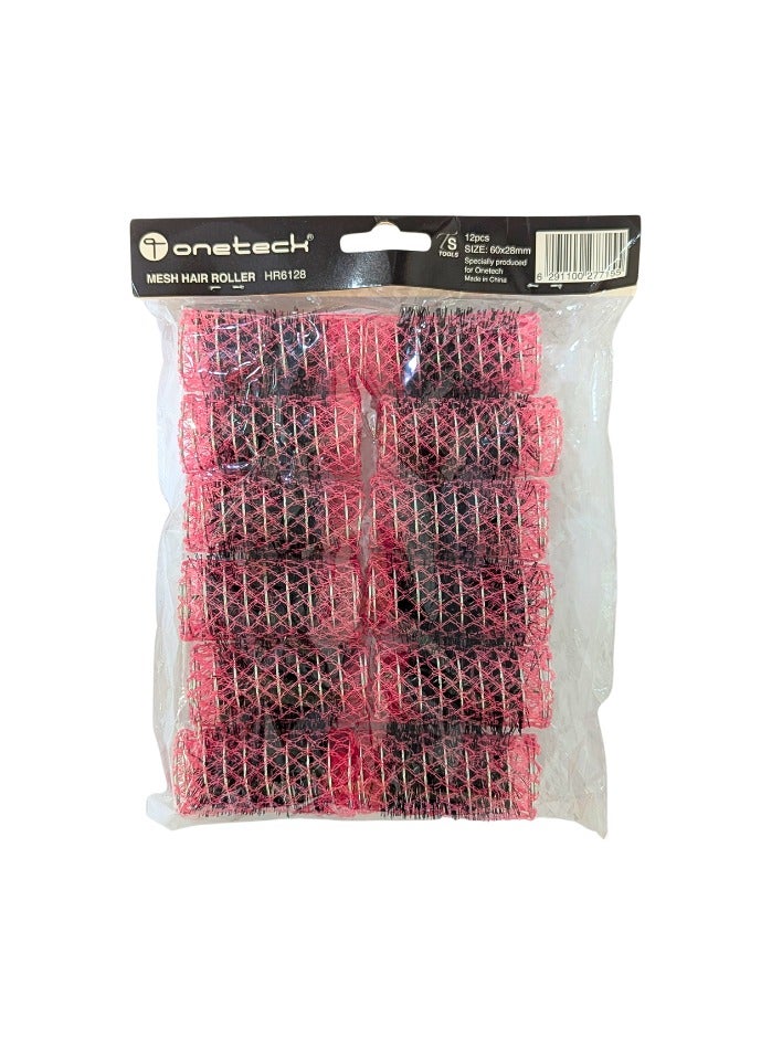 وان تيك بكرات شعر شبكية 60 مم × 28 مم حمراء 12 قطعة - Image 1