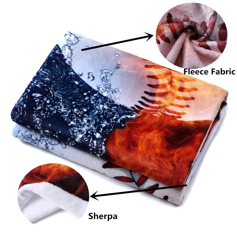 Sviuse Baseball Blanket 3D Print Baseball Throw Blanket Gifts for Boys White Ball in Fire and Water Soft Sport Throw for Kids and Adults All Season Couch Bed Sofa Home Decor (50""x60"") - Image 4