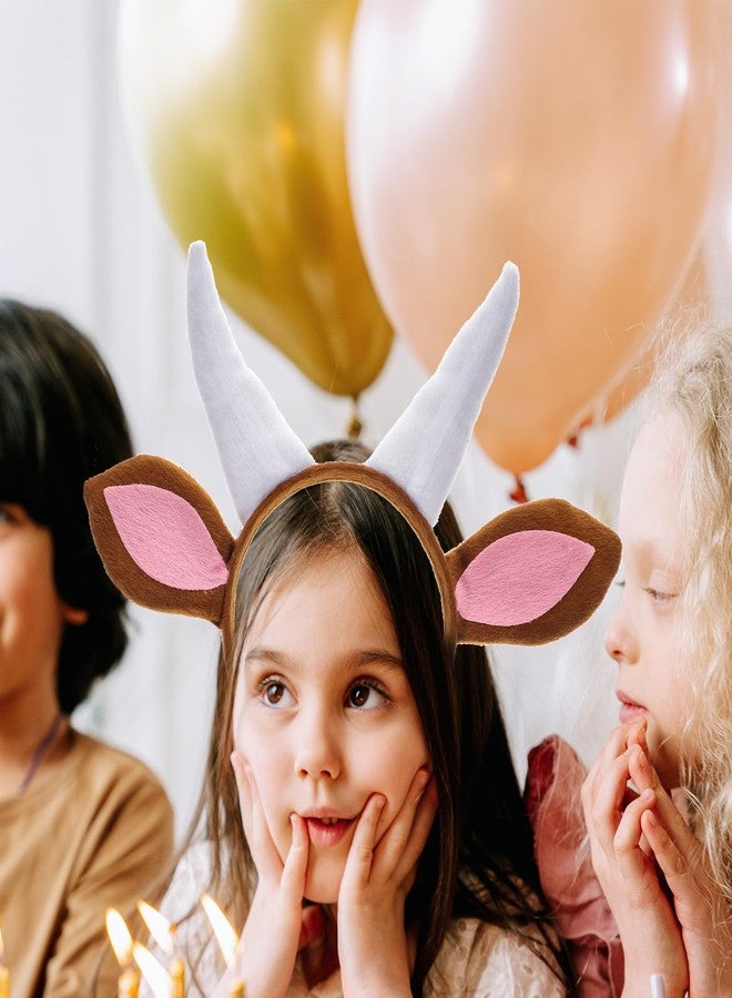 أموسفون عصابة رأس من آذان الماعز من Amosfun مع قرون، آذان حيوانات قطيفة، غطاء رأس، إكسسوار زي تنكري لحفلات الهالوين وعيد الميلاد وكرنفال - Image 3