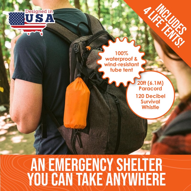 Go Time Gear Survival Life Tent â€¢ 2 Person Mylar Emergency Shelter Tube Tent + Paracord â€¢ All-Weather Protection for Camping, Hiking, & Survival Kits â€¢ Includes Emergency Whistle - Image 2