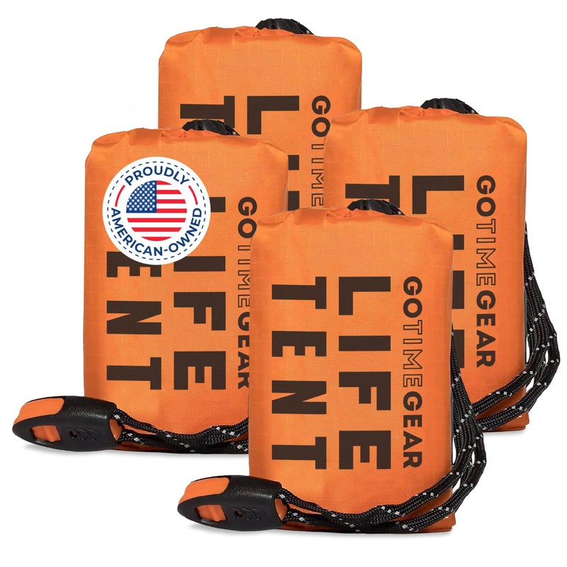 Go Time Gear Survival Life Tent â€¢ 2 Person Mylar Emergency Shelter Tube Tent + Paracord â€¢ All-Weather Protection for Camping, Hiking, & Survival Kits â€¢ Includes Emergency Whistle - Image 1