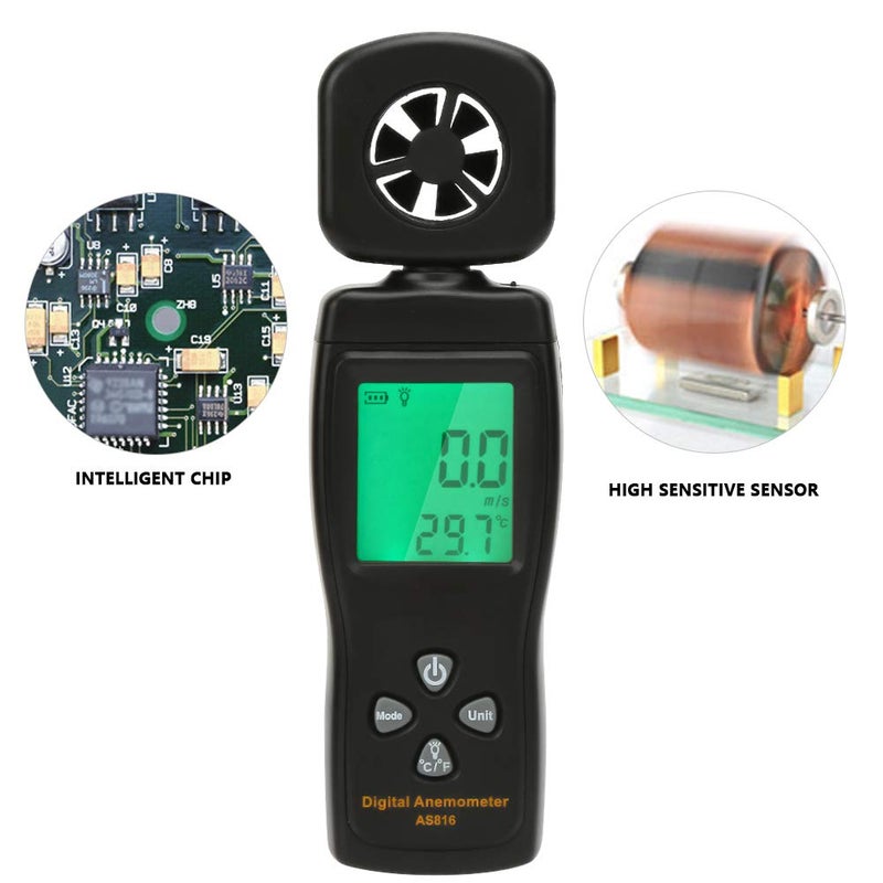 AS816 مقياس رقمية صغيرة للرياح سرعة الرياح درجة الحرارة اختبار تدفق الهواء 0 3 30 م/ث - Image 4