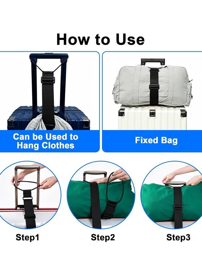 2PCS Black Adjustable Elastic Luggage Connector Straps For Attaching Extra Bags To Suitcase - Image 4
