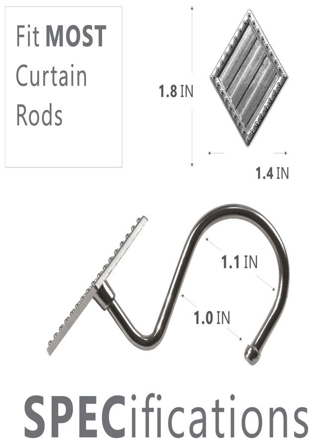Popkozzi Geometric Shower Curtain Hooks Rings: 12 Pcs Rust Proof Brushed Nickel Diamond Metal Decorative Shower Rings - Modern Elegant Silver Curtain Rod Hooks Hangers for Bathroom - Set of 12 - Image 3
