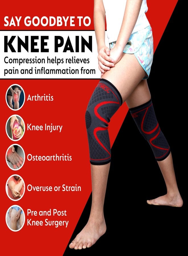 Joint Genius Knee Cap for Men & Women for Pain Relief | Knee Brace & Knee Support for Gym, Sports & Running | Knee Support for Women Knee Pain | Compression Knee Pad (RED-XL) - Image 3