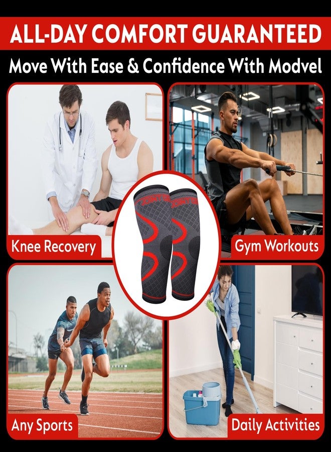 Joint Genius Knee Cap for Men & Women for Pain Relief | Knee Brace & Knee Support for Gym, Sports & Running | Knee Support for Women Knee Pain | Compression Knee Pad (RED-XL) - Image 4