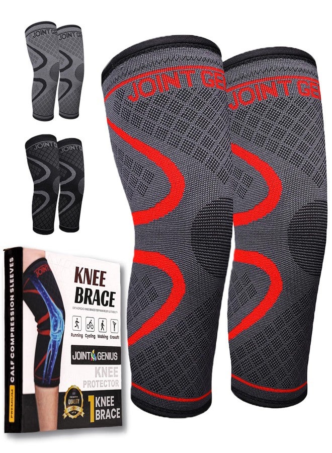 Joint Genius Knee Cap for Men & Women for Pain Relief | Knee Brace & Knee Support for Gym, Sports & Running | Knee Support for Women Knee Pain | Compression Knee Pad (RED-XL) - Image 1