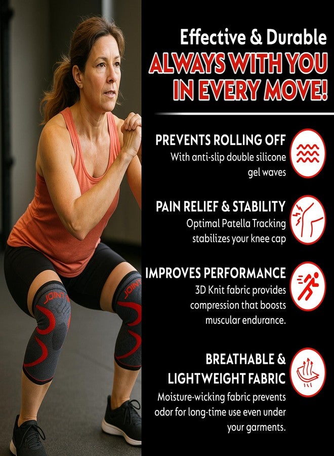 Joint Genius Knee Cap for Men & Women for Pain Relief | Knee Brace & Knee Support for Gym, Sports & Running | Knee Support for Women Knee Pain | Compression Knee Pad (RED-XL) - Image 5