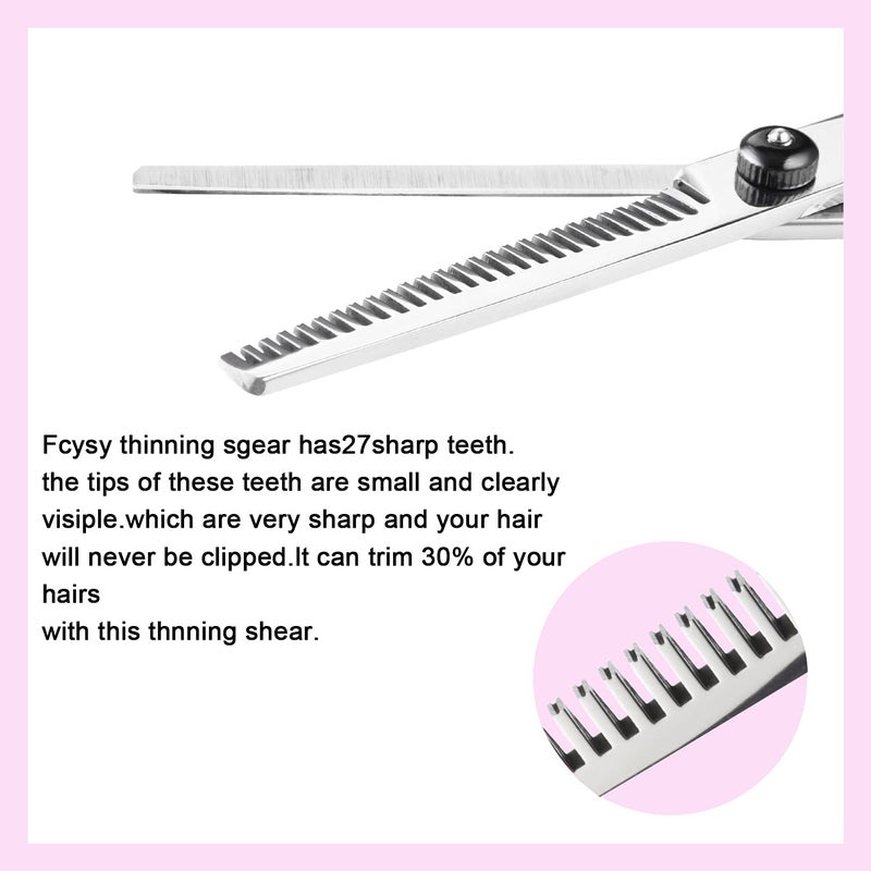 Fcysy Hair Cutting Scissors Thinning Shears- Professional Barber Sharp Hair Scissors Hairdressing Shears Kit with Haircut Accessories in Leather Case for Cutting Styling Hair for Women Men Pet - Image 5