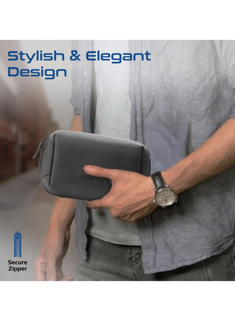 PROMATE Mini Tech Organizer Pouch with Multiple Compartments, Durable Waterproof PU Material, Lightweight Compact Design  - Image 4