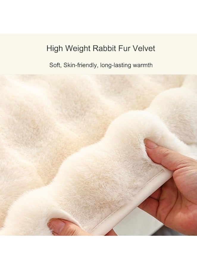 عام وسادة كنب من الفراء الثلجي المكثف عالي الجودة، غطاء كنب مطاطي غير قابل للانزلاق باللون الأبيض الفاتح، غطاء فراء فائق الراحة (70×70 سم) - Image 3