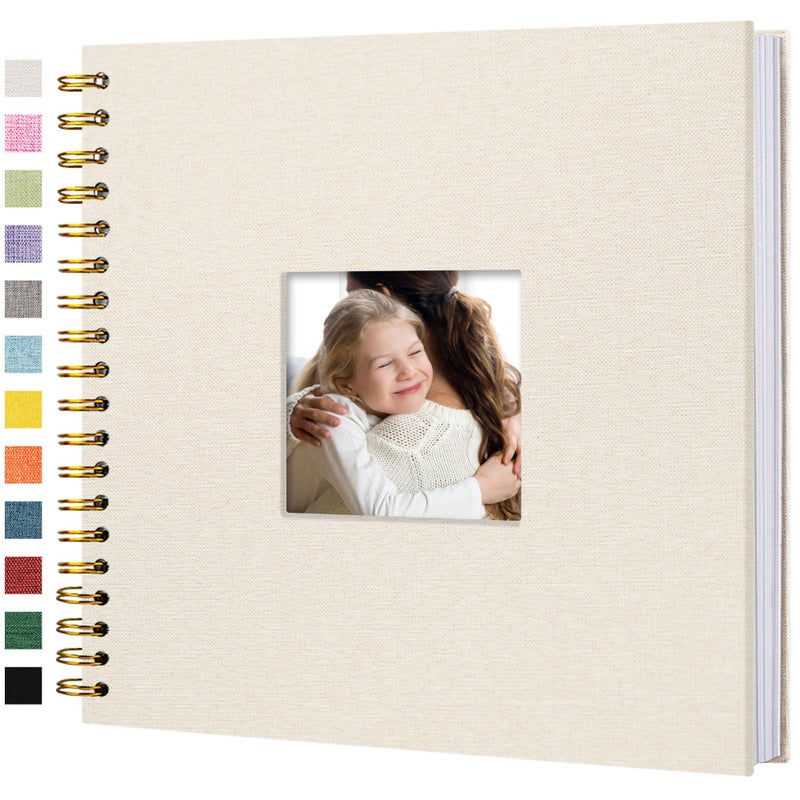 Hiwhy Scrapbook Photo Album Linen Cover, 10 x 10 Inch Hardcover Kraft White Pages Memory Book, for Travel Wedding Guest Book Christmas Baby Shower (40 Sheets/ 80 Pages,Beige) - Image 1