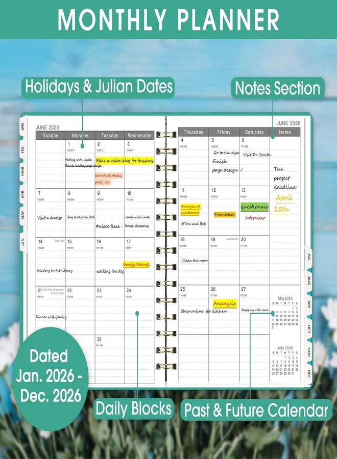 Ymumuda Academic Planner 2026,Weekly and Monthly Calendar Planner (Jan. 2026-Dec. 2026),8.5"×6.4",Hardcover Teacher School Supplies,Premium Thick Paper,Planners for School/Work Office, Lake Blue - Image 2